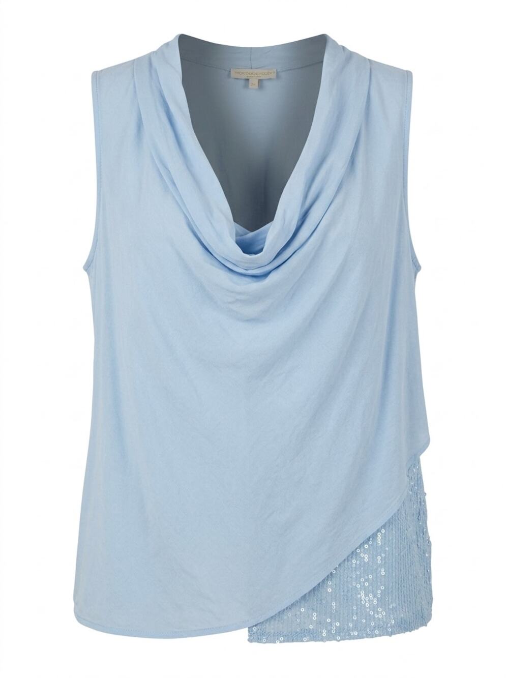 Prontomoda Giusy Made in Italy Blue Cowl Neck Sequin Top Women Plus Size 2X